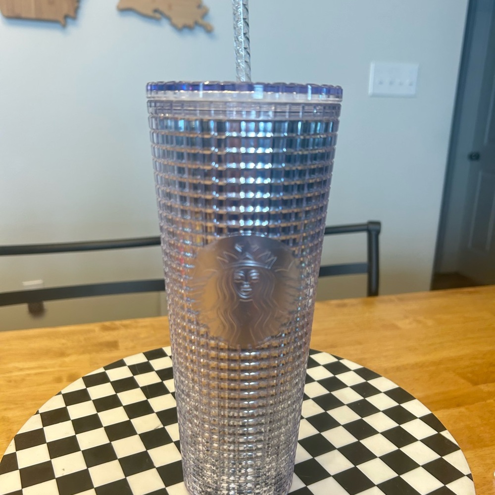 Starbucks 2020 Holiday Silver Disco Grid Tumbler 24oz Venti Retired Rare
